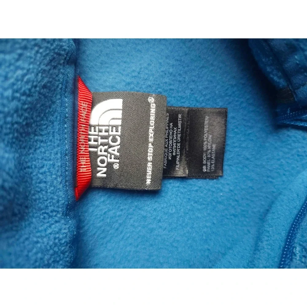 The North Face Mens XXL Blue Quarter Zip Fleece Pullover Grey Panels